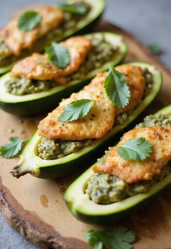 28 Gluten-Free Sandwich Ideas Without Bread - 20. Pesto Chicken Zucchini Boats