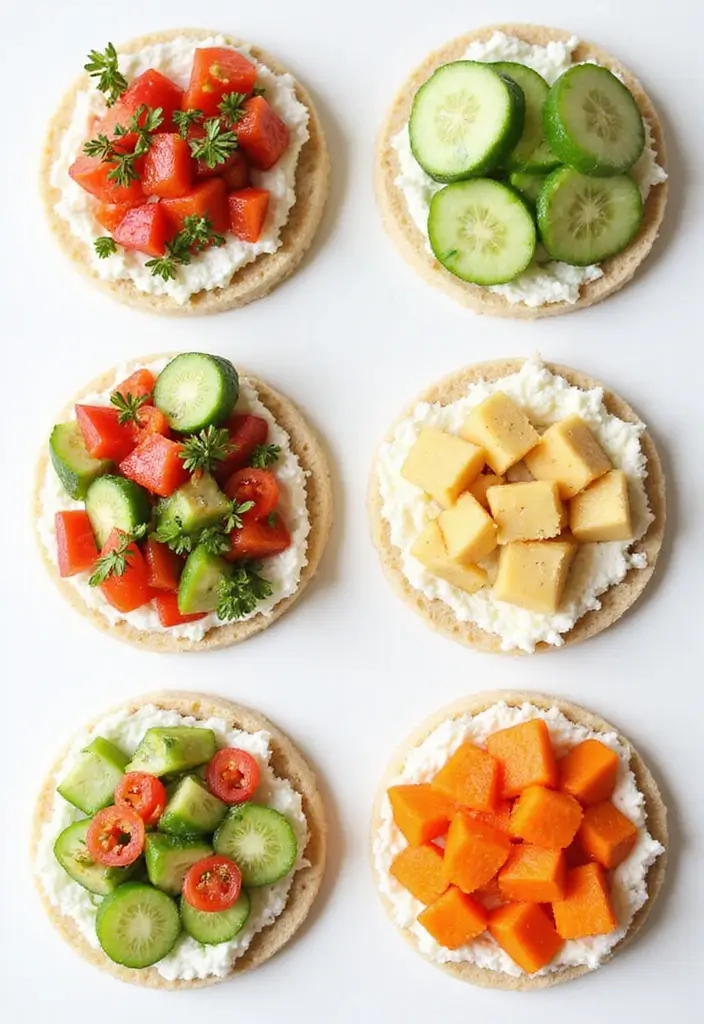 28 Gluten-Free School Lunch Ideas Kids Will Eat - 10. Rice Cakes with Cream Cheese & Veggies