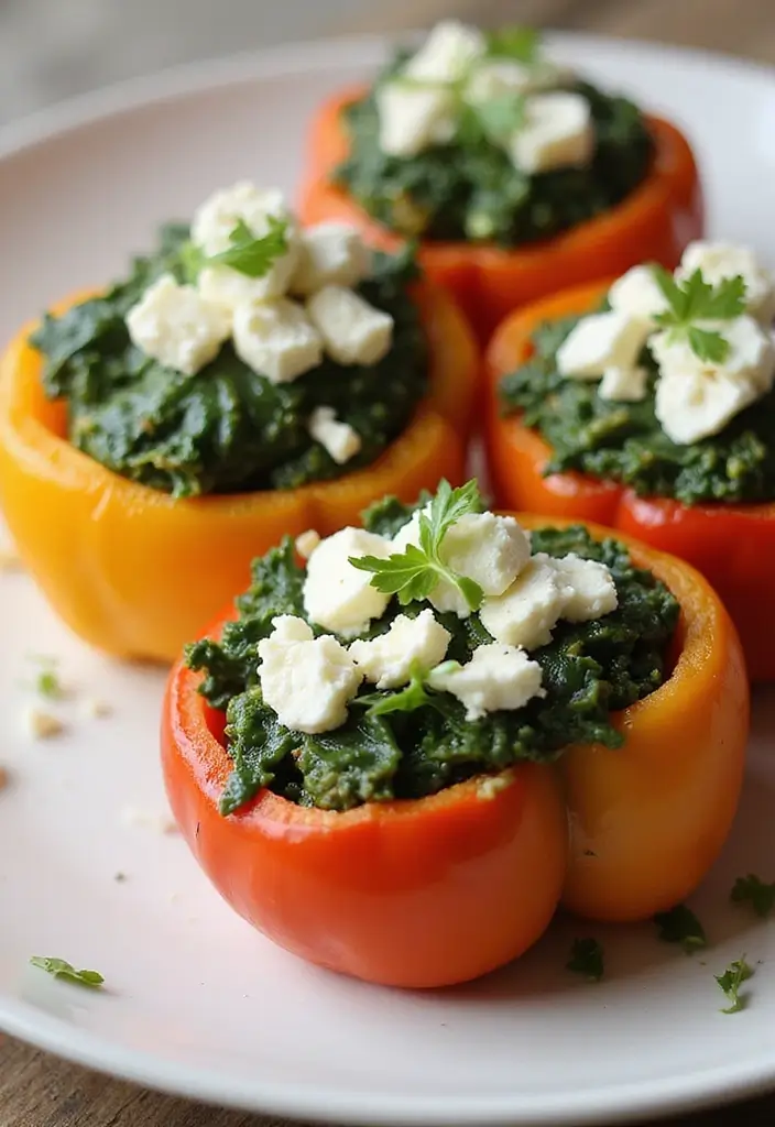 28 Gluten-Free School Lunch Ideas Kids Will Eat - 14. Spinach & Feta Stuffed Peppers