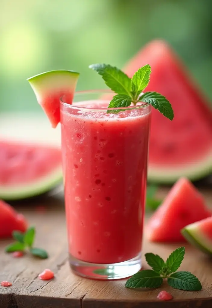 28 Gluten-Free Smoothies for Energy & Immunity - 18. Watermelon Mint Smoothie