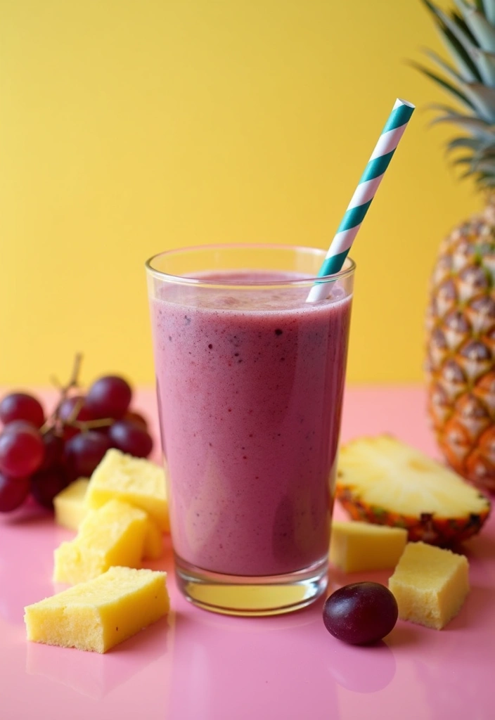 28 Gluten-Free Smoothies for Energy & Immunity - 27. Grape Pineapple Smoothie
