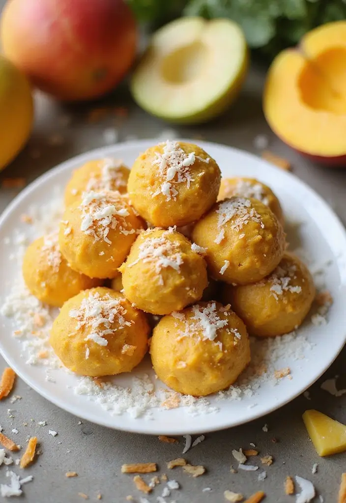 28 Gluten-Free Snack Recipes for On-the-Go Days - 22. Mango Coconut Energy Balls