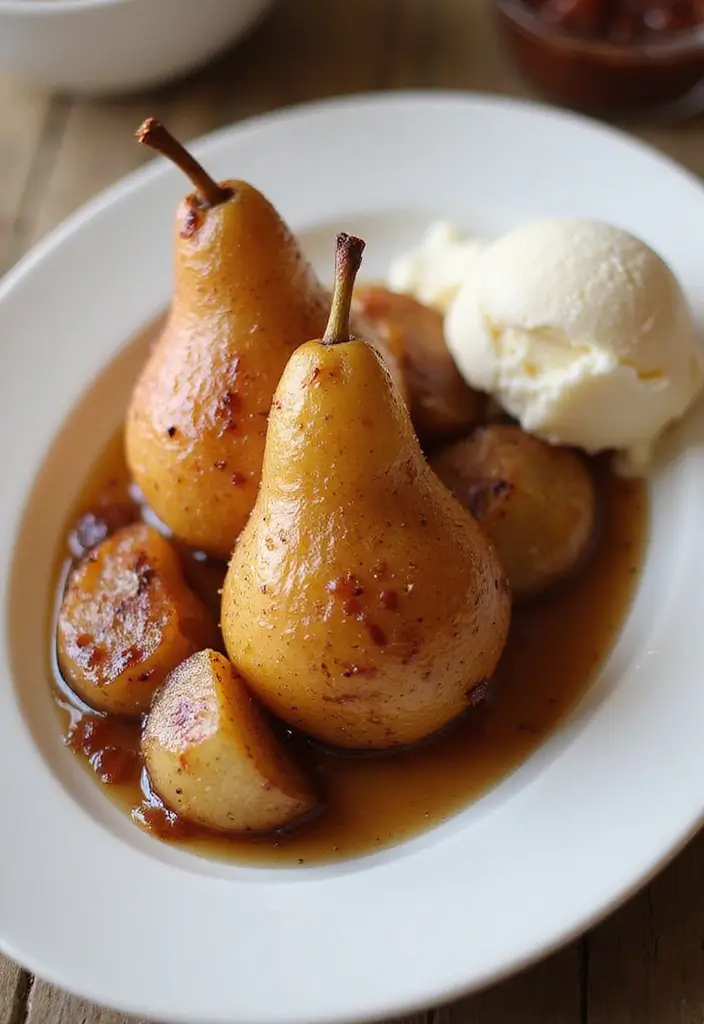 28 Gluten-Free Thanksgiving Dishes That Shine - 22. Spiced Pears with Vanilla Ice Cream
