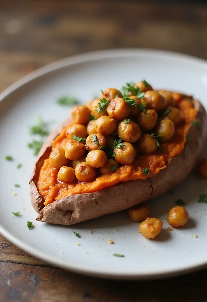 28 High-Protein Gluten-Free Recipes for Active Days - 4. Baked Sweet Potato with Chickpeas
